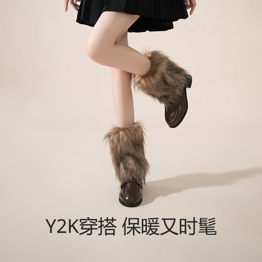 Shijanu furry socks for women, autumn and winter thickened plush thermal socks, hot girl bubble socks, gray furry calf socks, short white + short white and black, one size fits all, plush thermal socks