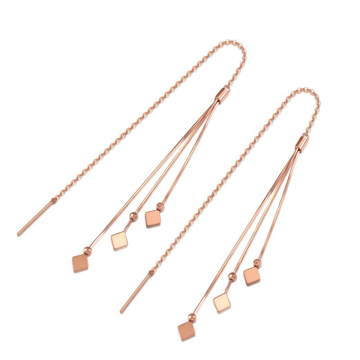 Saphire K gold earrings for women 18k rose gold simple ear wire earrings price square piece tassel style