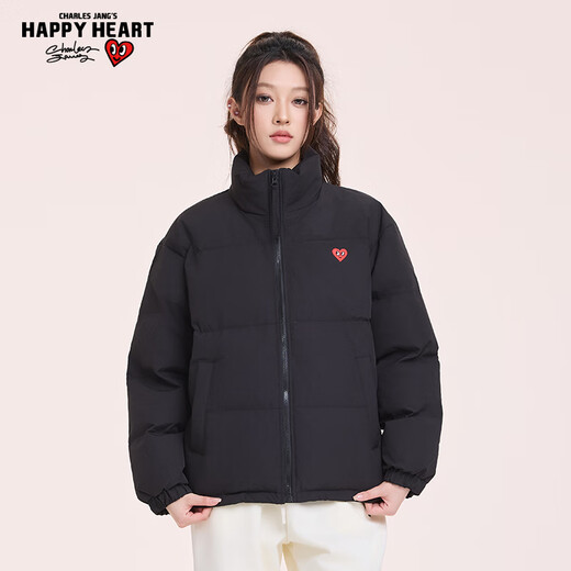 Charles Heart and Wang Churan Same Style Men and Women Couples Same Style Winter Thickened Cotton Clothes Bread Clothes Black M