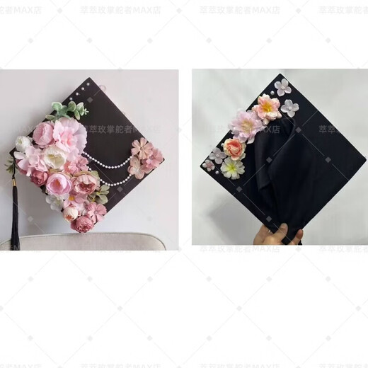 Jiaojing bachelor's hat hairpin finished product double-sided national style new Chinese style material package master's and doctor's graduation photo imitation flower silk flower headdress white/double-sided