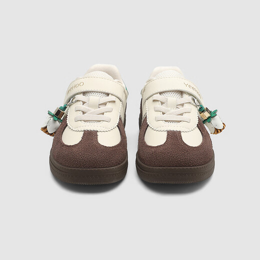 Ying's YEEHOO toddler stable shoes, children's casual shoes, moral training shoes, girls' autumn and winter shoes, boys' fashionable and versatile outdoor shoes, apricot brown 26, recommended foot length 15.5-16.0cm