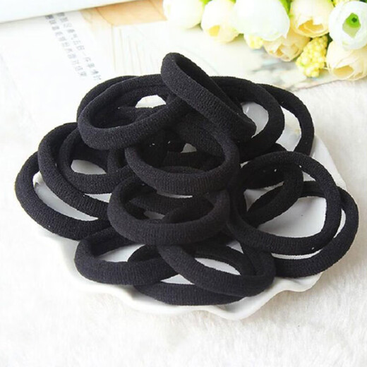 Rubber band ponytail head rope holster hair rope high elasticity and durable rubber ring black hair tie FQ31-seamless black 20 pcs
