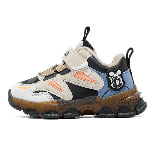 BOBDOG children's shoes, children's winter versatile baby shoes, boys' plus velvet warm toddler shoes 106355014 Mickey/Black 26