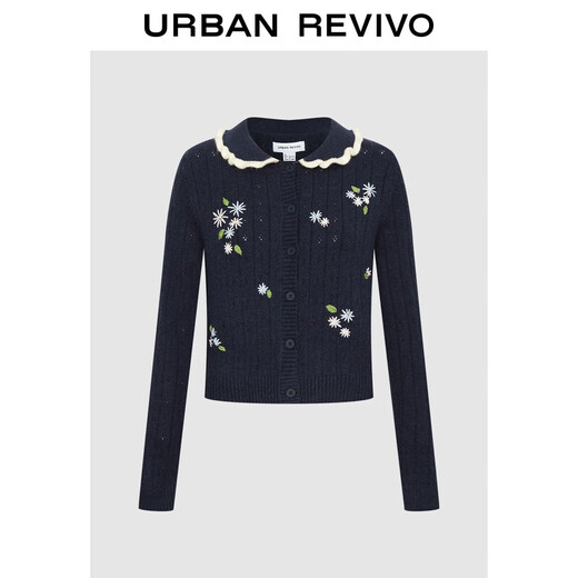UR2025 Autumn New Women's Retro College Flower Pattern Knitted Cardigan UYL950235