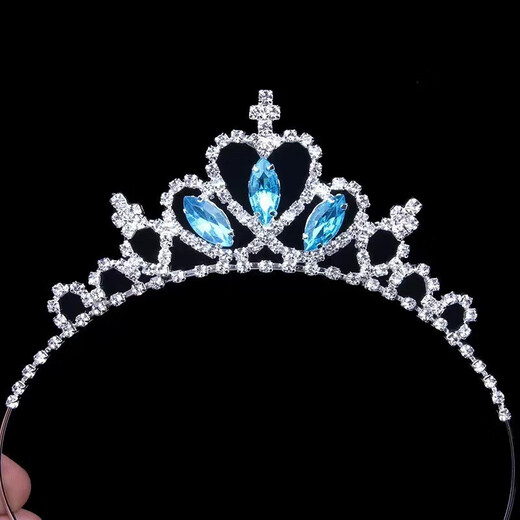 Bridal Crown Headdress New Wedding Dress Accessories Eighteenth Birthday Wedding Crown Headband Hair Accessories Silver Sapphire Crystal