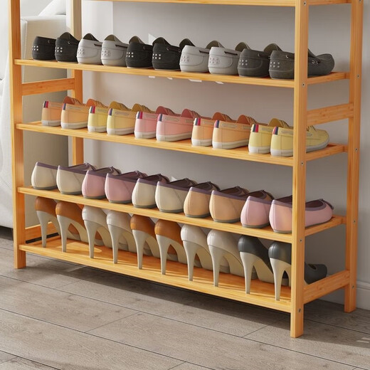 Shoe rack simple doorway indoor household bamboo shoe rack economical multi-layer storage dormitory space-saving storage rack 4 layers 80 long