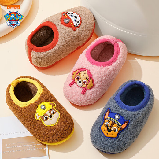 汪汪队立大功（PAW PATROL）汪汪队冬季儿童拖鞋卡通棉鞋包跟室内居家保暖棉拖男女宝宝防滑棉 sj3060蓝色阿奇 17 内长17.5cm 鞋码180