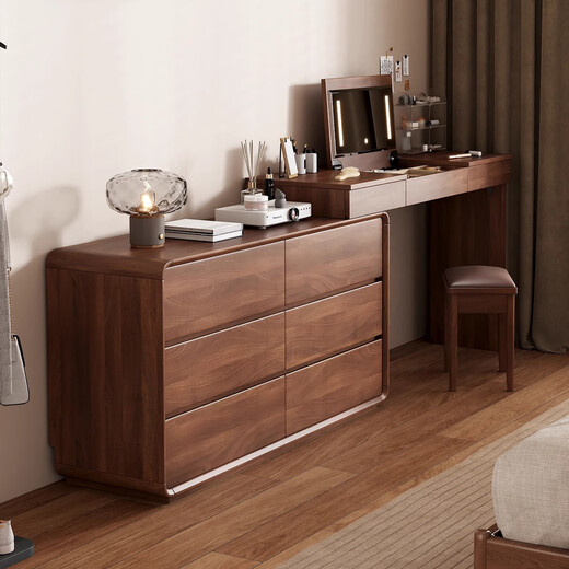 Qiuke solid wood dressing table and drawer cabinet integrated bedroom antique style dressing table storage cabinet large capacity storage cabinet dressing table