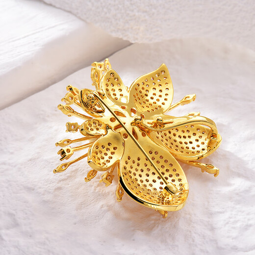 SNQP golden orchid cashmere coat brooch high-end exquisite fashion women's light luxury brooch jewelry gold 862A