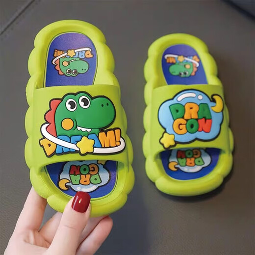 SANGMO German SANGMO children's slippers summer cute cartoon dinosaur home indoor soft bottom non-slip baby slippers blue 26