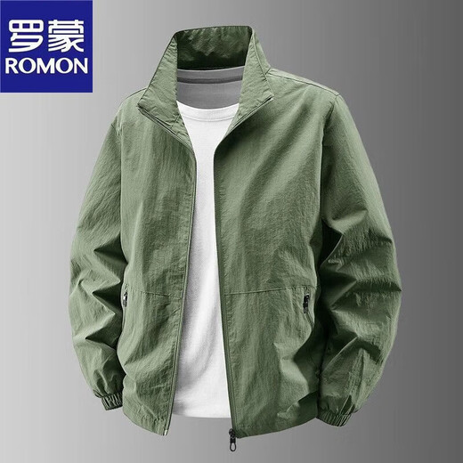 Romon Jacket Men's Jacket Men's Spring and Autumn New Stand Collar Outdoor Charge Top Sports Casual Men's Black XL