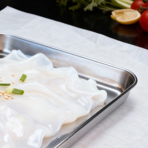 Stainless steel rectangular tray flat bottom rice roll square plate food grade commercial household barbecue plate disinfection and dressing changing plate pure 304 stainless steel 40*30*2.5cm