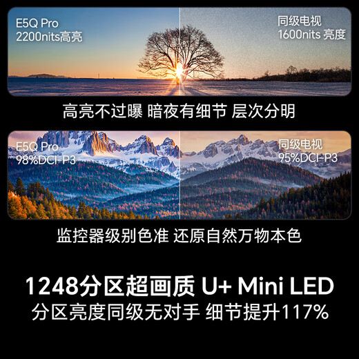 Hisense TV Xiaomo E5Q Pro 85-inch 1248 partition U+MiniLED letter chip anti-reflective anti-glare ink crystal screen 300Hz national subsidy 85E5Q-PRO