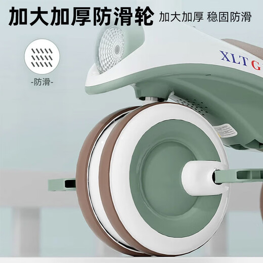 Beiq children's tricycle 1-3 years old bicycle baby walking artifact baby stroller 3-in-1 stroller safety guardrail + backrest + steering push rod green push and ride dual-purpose 0-6 years old baby bicycle