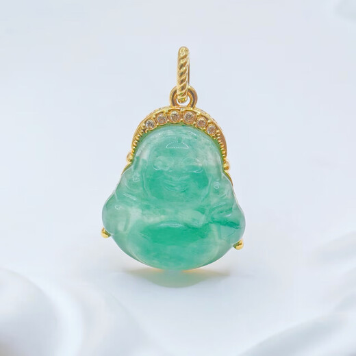 18K gold inlaid emerald Buddha pendant necklace for mom’s birthday, peace and joy for girlfriend Buddha necklace, green