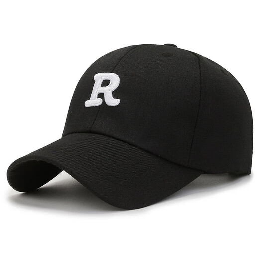 Reba's same style, enlarged baseball cap for men and women, large head circumference, face-showing, small spring and summer lettering, versatile baseball cap, embroidered style - black