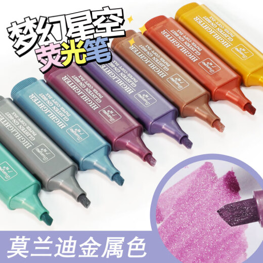 Guangna 6627 Morandi Metallic Glitter High-Precision Score High-Precision Score High Eye Score auffälliger Marker Stift 8 Farbset
