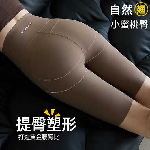 Five-point yoga pants women's outer wear summer thin high-waisted belly-control butt-lifting tight fitness running sports cycling shorts black-five points S