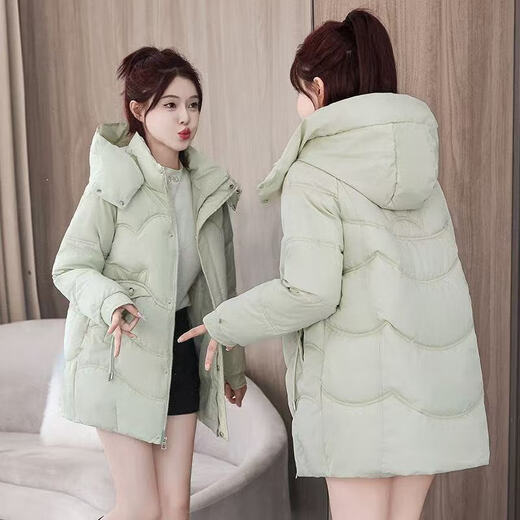 2025 new cotton-padded jacket, super good-looking, thickened cotton-padded jacket, Korean version, light and not bulky, down cotton mid-length winter jacket, black XL 115-130Jin Jin is equal to 0.5 kg
