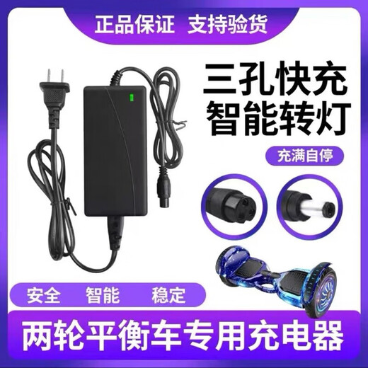 Electric balance car charger universal intelligent protection two-wheel lithium battery 36V three-hole DC round hole plug Arlang 42V1A type with cable 36V/42V2A balance car charger aviation flagship model