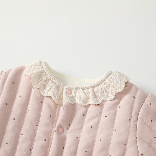 Fanlie VOONLIE baby clothes winter clothing newborn girl plus velvet quilted one-piece full month thickened warm outdoor romper pink 80cm