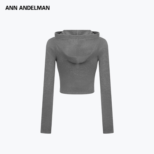 ANN ANDELMAN official direct-selling sweater cardigan coat women's autumn and winter new zipper hooded sweater top dark gray S