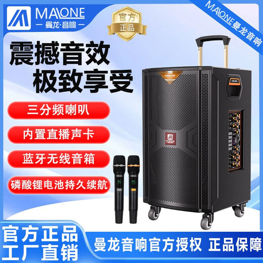 Manlong's new K-715 audio outdoor K-song live broadcast singing high-power square dance lever three-way speaker K-712 audio 12 inches + dual microphones + gift package