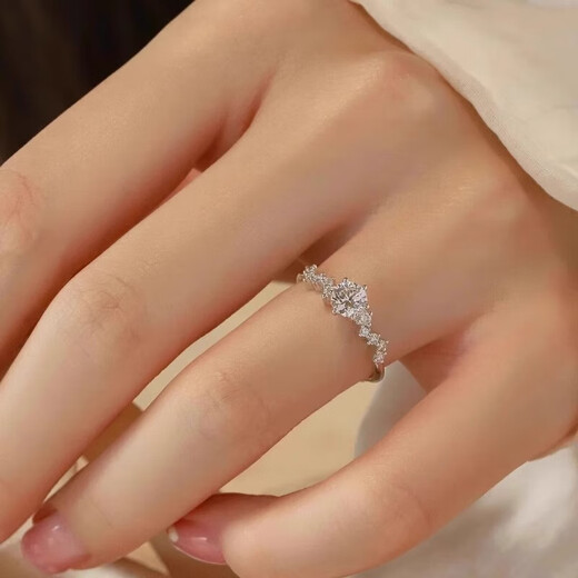 I Do platinum PT950 diamond ring Xingmeng 1 carat cultivated diamond proposal engagement wedding ring gift for girlfriend and wife Xingmeng 50 points diamond opening adjustable