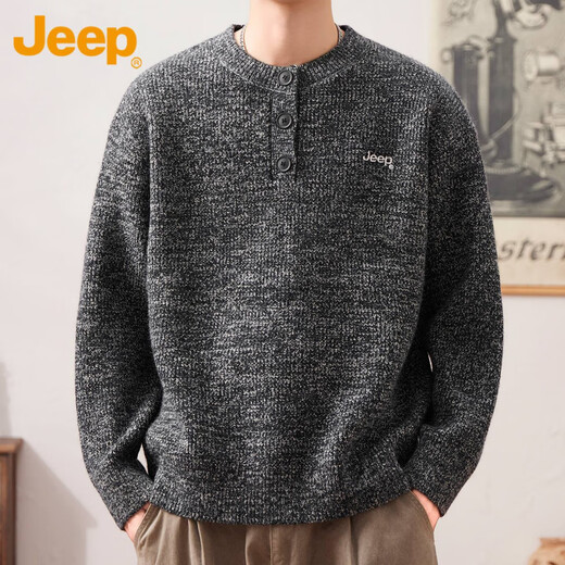 JEEP Jeep Henry Collar Sweater Men's 2025 Autumn and Winter Lazy Style Base Layer Thickened Sweater Men's 25005 Navy Blue Jeep Official M_90-110Jin Jin is equal to 0.5 kg