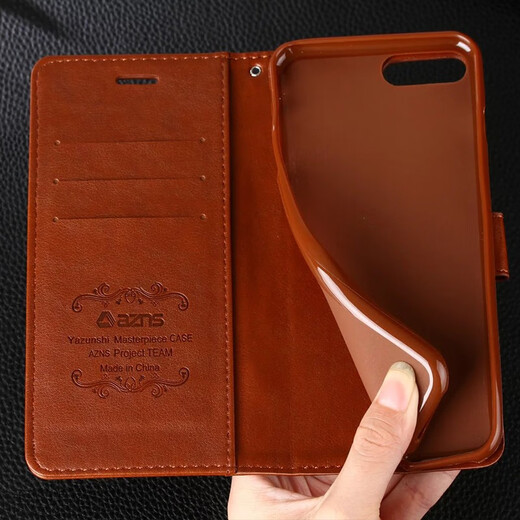 雅尊仕 iPhone6s翻盖皮套苹果XS插卡保护套7plus手机壳苹果5SE防摔皮套6plus钱包款  苹果5/5S/SE通用【棕色】