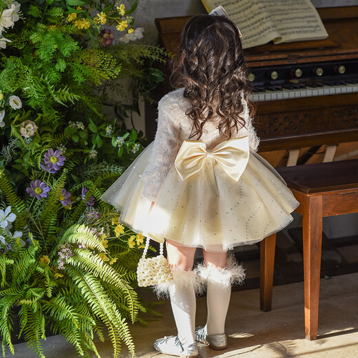 Piggy Banner (PEPCO) girls dress winter style children's dress season little girl birthday dress princess dress champagne color 120