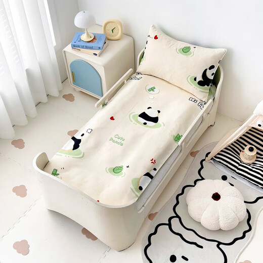Kindergarten bed pure cotton quilt three-piece nap children's quilt pure cotton baby six-piece kindergarten entry kit Panda Paradise 120*150cn single piece quilt cover