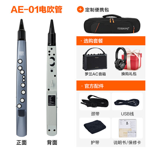 罗兰（Roland）ae01电吹管电萨克斯自带音源民族音色ae05c初学入门电子管乐 罗兰AE01电吹管标配+AC音箱+礼包