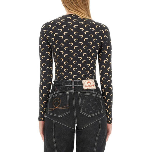 Marine Serre FW25 Luxury Women's MOON SECOND SKIN Top BLACK 20 | M