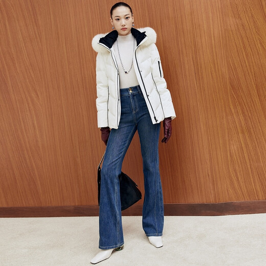 FIRSTSTATION FS модная съемная шапка с воротником-стойкой контрастного цвета, женский пуховик на гусином пуху, новинка 25 зимы, Y931A, бежевый M