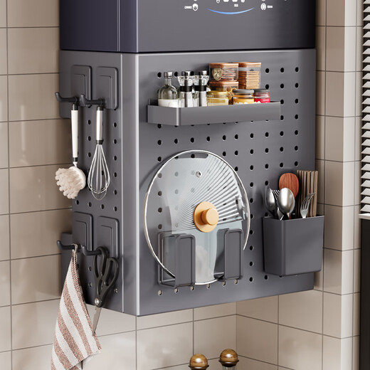 Sifang Food Gas Water Heater Cover Kitchen Wall-mounted Pipe Covering Artifact Beautification Cover Hook Hole Board Storage Rack Drop Guarantee | Gun Gray 35 Width 40 Height 17 Depth + 4 Hooks