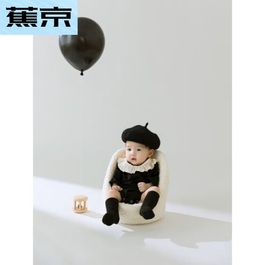Jiaojing baby photo clothes and props baby's 100th birthday photo costume black small fragrant beret costume black one-size-fits-all newborn 3M size