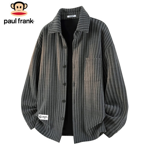 Paul Frank Jacket Men's Autumn and Winter Chenille Jacket Men's Warm and Coldproof Loose Casual Men's Gray XL