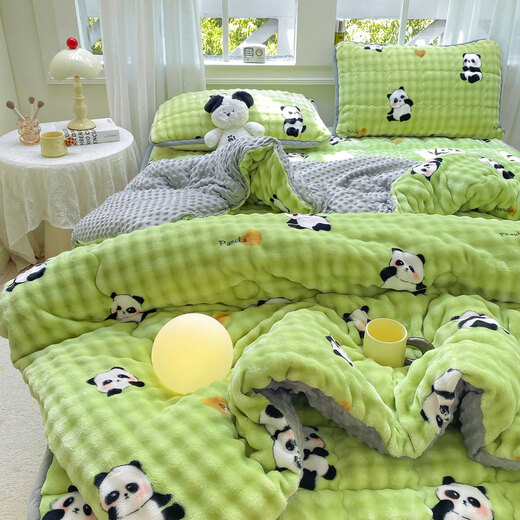 Fantasy thickened beanie fleece rabbit plush quilt, autumn and winter children's quilt, winter quilt, single dormitory learning blanket, panda rabbit fleece beanie quilt 110x150cm 2Jin Jin equals 0.5 kg single beanie quilt
