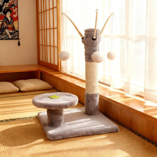 Cat climbing frame, cat scratching board, cat toy scratching post, large sisal frame, cat nest, cat climbing post, all-in-one cat supplies, star cat teasing stick