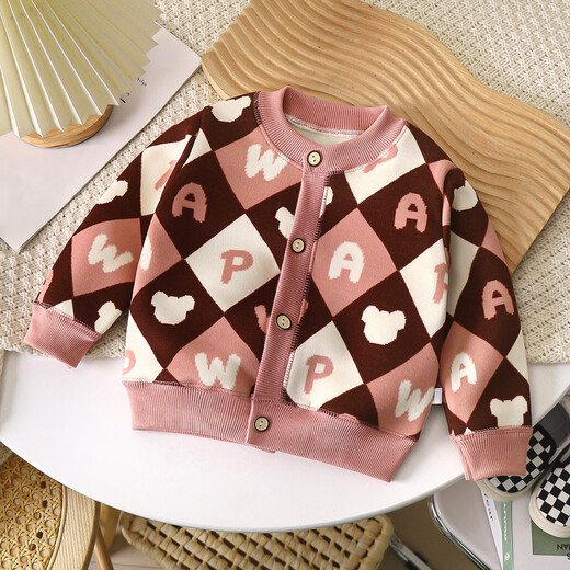 2025 new autumn and winter children's versatile knitted jackets for boys and girls baby warm cardigans thickened outer sweaters WT08-Claws A type material 90 (recommended height 75-85CM)