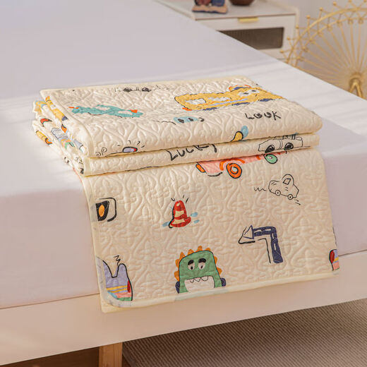 Class A pure cotton crawling mat protective cover anti-slip bed sheet baby crawling mat machine washable floor mat cloth cover 150*200cm corner straps plus anti-slip particles Manny Bear