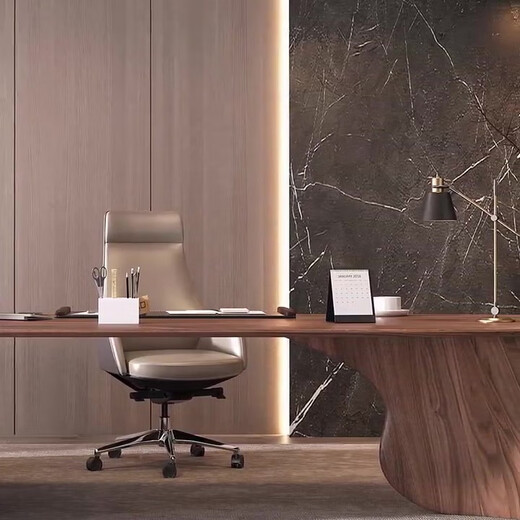 Aesthetic New Chinese Zen Black Walnut Ash Wood Executive Desk Office Boss Desk Leadership Desk Company Supervisor Desk Size Customization (Contact Customer Service)