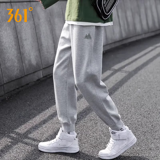 361 Men's Sports Pants Autumn 2025 New Knitted Sweatpants Loose Casual Cuffed Leg Branded Long Pants Men's Style F - Light Tile Gray - Cuffed Sweatpants Upgraded Cotton 3XL 190/(Recommended 180-199Jin Jin equals 0.5kg)