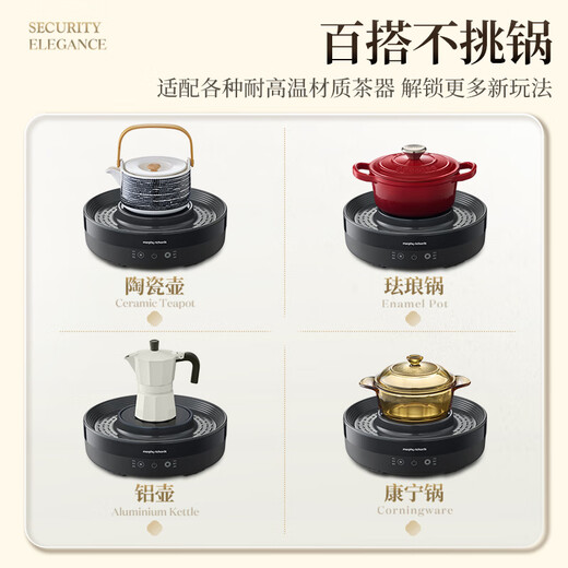Mofei Electric Fireplace Tea Cooking Set Health Kettle Full Glass Kettle Tea Kettle Constant Temperature Kettle Tea Cooking Equipment Tea Stove Electric Tea Stove Electric Ceramic Stove MR6096-Space Gray 0.8L