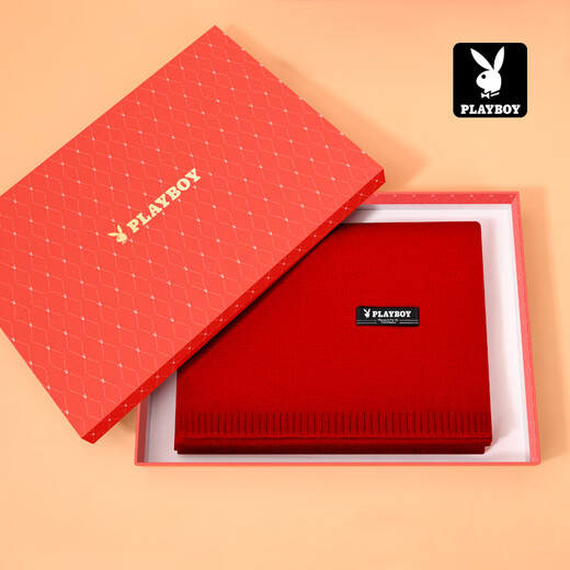 Playboy Wool Scarf Men's Warm Scarf Autumn and Winter Thickened Windproof Practical Casual Men's Birthday Gift Box for Husband