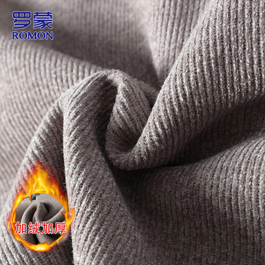罗蒙（ROMON）加绒加厚毛衣男士秋冬季休闲圆领一体绒针织衫保暖毛线衣男装