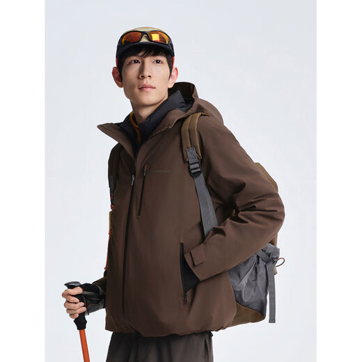 BOSIDENG Goose Down Bosideng 25 New Outdoor Stackable Waterproof Breathable Fishing Liner Three-in-One Jacket Down Jacket for Men Calcium Brown 7C72 165_88A