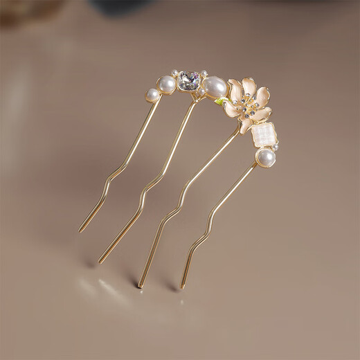 Xiangwan hairpin hairpin beaded flower U-shaped hairpin high-end antique flower hairpin new Chinese style temperament ball head comb for women