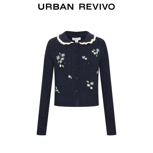 UR2025 Autumn New Women's Retro College Flower Pattern Knitted Cardigan UYL950235